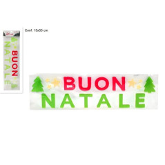VETROFANIA SCRITTA BUON NATALE 16X55CM EAN 8033113058653 INGROSSO VETROFANIE