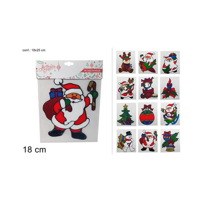 VETROFANIA 18CM SOGGETTI NATALIZI ASS EAN 8053482224060 INGROSSO VETROFANIE