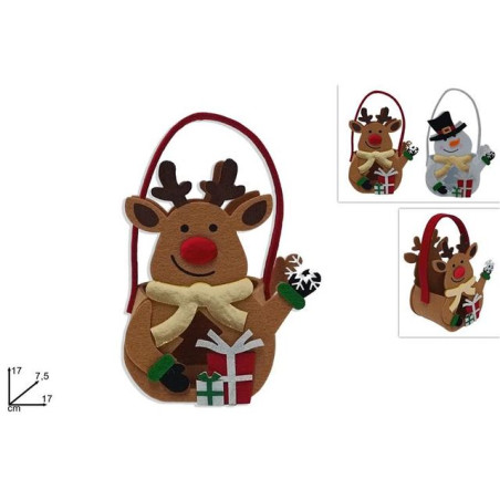 CESTINO FELTRO SOGG. NATAL. C/MANICO 2AS EAN 8053482250892 INGROSSO CESTI NATALIZI
