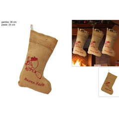 CALZA BEFANA JUTA 36X23CM EAN 8033113516689 INGROSSO BEFANA