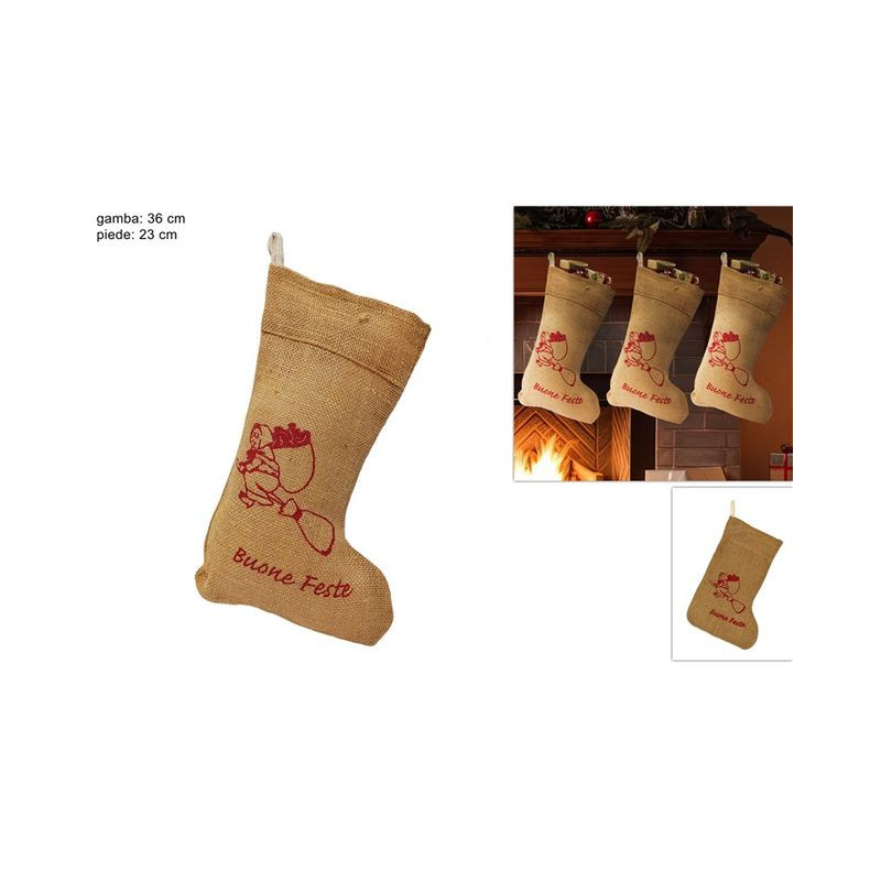 CALZA BEFANA JUTA 36X23CM EAN 8033113516689 INGROSSO BEFANA CALZA BEFANA JUTA 36X23CM EAN 8033113516689 INGROSSO BEFANA