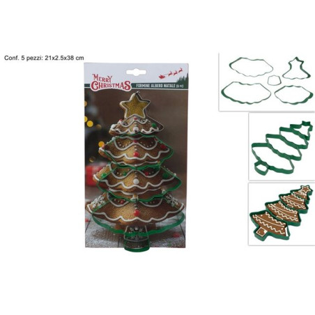FORMINE DOLCI ALBERO NATALE ACCIAIO PZ.5 EAN 8053482441191 INGROSSO CUCINA NATALIZIA
