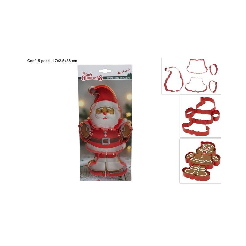FORMINE DOLCI BABBO NATALE ACCIAIO PZ.5 EAN 8053482441160 INGROSSO CUCINA NATALIZIA