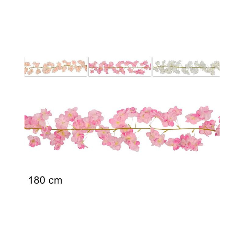 GHIRLANDA 180CM FIORI DI PESCO 3COL EAN 8034048677018 INGROSSO FIORI FINTI D'ARREDO