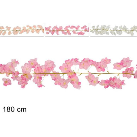GHIRLANDA 180CM FIORI DI PESCO 3COL EAN 8034048677018 INGROSSO FIORI FINTI D'ARREDO