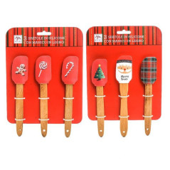 INGROSSO ARTICOLI NATALIZI SPATOLE SILICONE MANICO LEGNO 4X20,5 3PZ