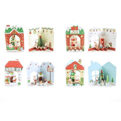 INGROSSO ARTICOLI NATALIZI BIGLIETTO AUGURI 3D LAMINATA ORO 12X17,5