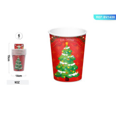 BICCHIERE DI CARTA NATALIZIO 19CM 6PZ EAN 8058617424483 INGROSSO BICCHIERI NATALIZI