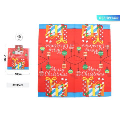 CARTA VELINA NATALIZIA 33X33CM 10PZ 1439 EAN 8058617424490 INGROSSO ARTICOLI DECORAZIONI NATALIZIE