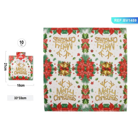 TOVAGLIOLI NATALIZI 33X33CM 10PZ 1459 EAN 8058617424698 INGROSSO ARTICOLI DECORAZIONI NATALIZIE