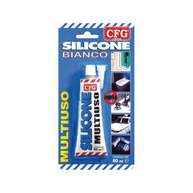 SILICONE ACETICO MULTIUSO BIANCO 60ML EAN 8016818025007 INGROSSO SILICONI E COLLE