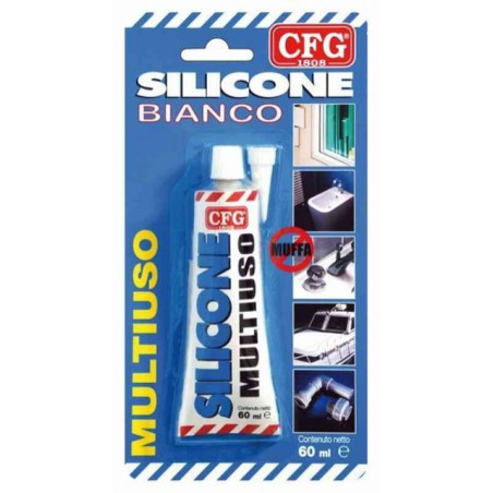 SILICONE ACETICO MULTIUSO BIANCO 60ML EAN 8016818025007 INGROSSO SILICONI E COLLE