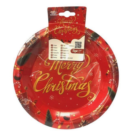 PIATTI CARTA NATALE CM.18 PZ.6 BV1432 EAN 8058617424421 INGROSSO PIATTI NATALIZI